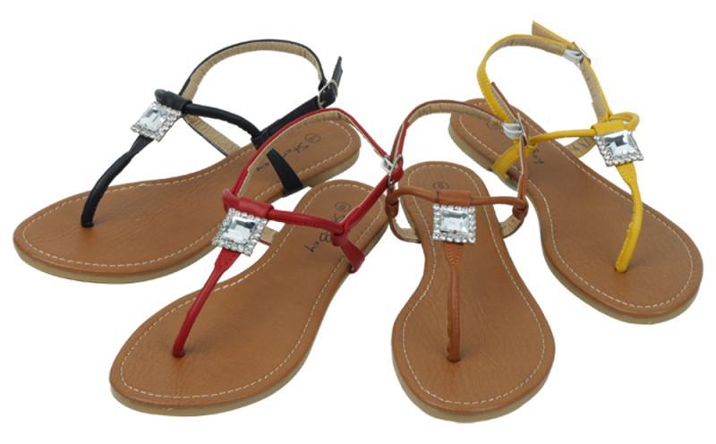 Ladies' Sandal Fashion Flats - Giant Rhinestone