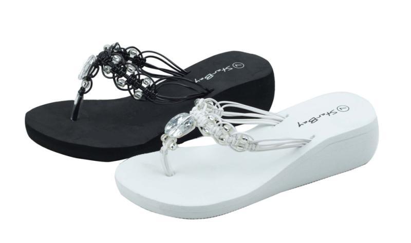 Ladies' Fashion Wedge Sandal - Elegant Beads