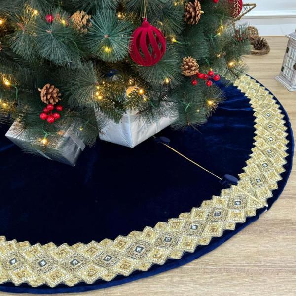 Home - Starry Dynamo 84" Venetian Gilded Xmas Tree Skirt, YGHYYF 2 Panel 40" x 95" Pinch Pleated Curtains- MSRP $15,199