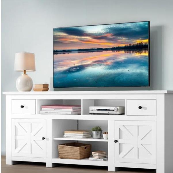 Furniture - Kavita 70" Vintage Style Media Console TV Console, bbondanza Rubberwood & Veneer Coffee Table - MSRP $1,641