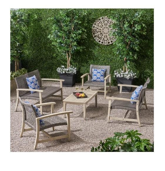 Furniture - Becca 6-Person Outdoor Seating Group, 10'Wx16'D Greenhouse, Classic Retro Style Console Table - MSRP $3,330