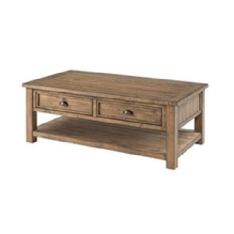 Furniture - The Gray Barn Downington Coffee Table, Safavieh Ruxton Dark Brown Wicker Ottoman - Est Retail $4,961