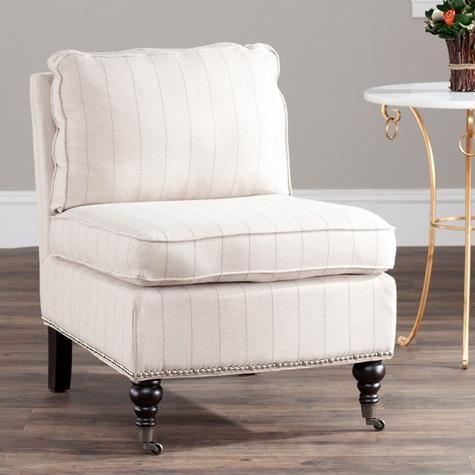 Furniture - Safavieh Randy Beige Pinstripe Armless Club Chair, Intercon Eden End Table - Est Retail $3,392