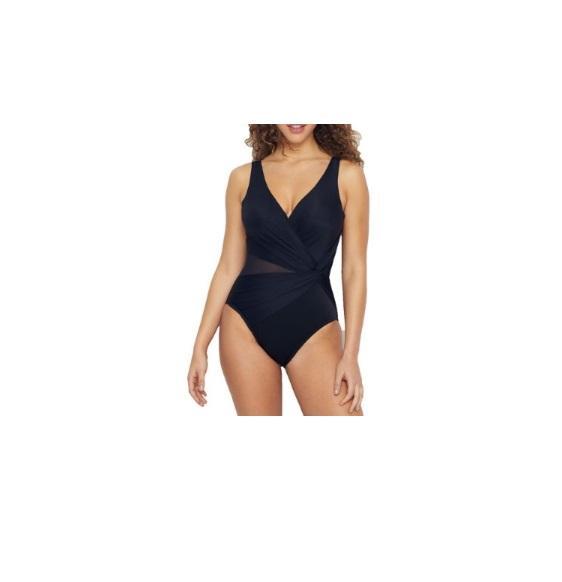 Apparel - Miraclesuit Illusion V-Neck 1pc Swimsuit, PAIGE Nellie High Waist Fray Hem Crop Jeans - Original MSRP $2,107