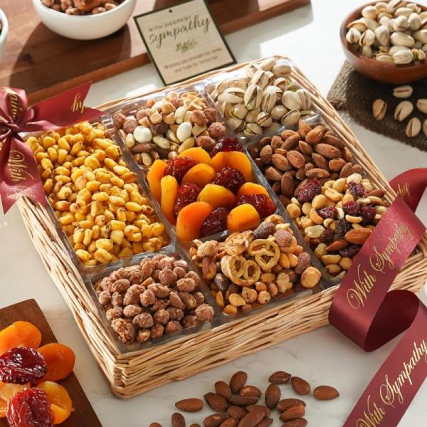 Grocery - Broadway Basketeers Sympathy Fruit And Nuts Gift Basket, Broadway Basketeers Dried Fruit Gift - MSRP $1,835