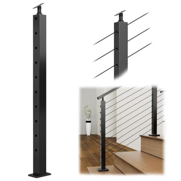Home Improvement - Muzata Stair Post 36"x2"x2" for 25-35 Deg Stairway, Eatich 6-Light Nickel Vanity Light - MSRP $2,304