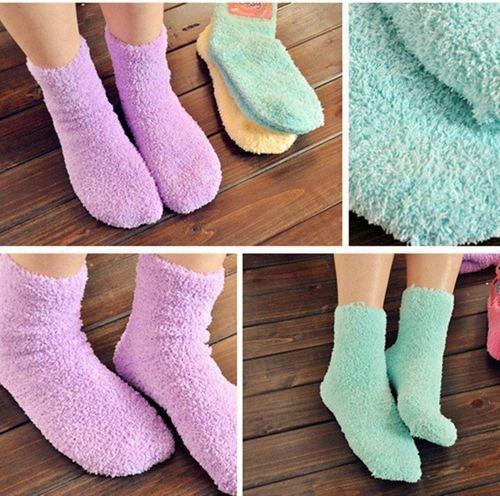 30 Dozen Womens Solid Colorful Soft Fuzzy Crew Slipper Socks With Grip
