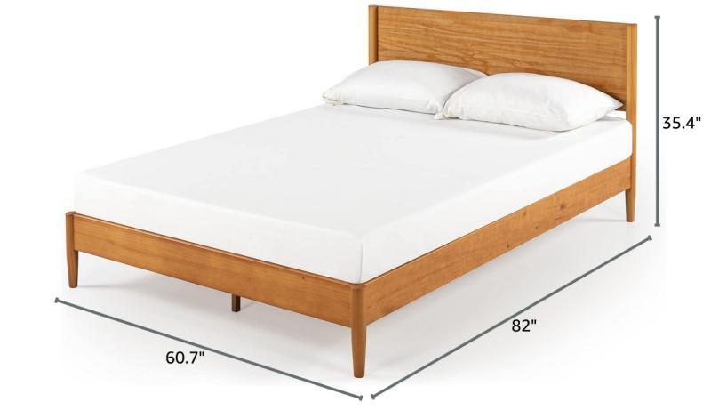 ZINUS Allen Mid Century Platform Bed Frame, Solid Wood Foundation, Wood Slat Support, Queen - MSRP $259