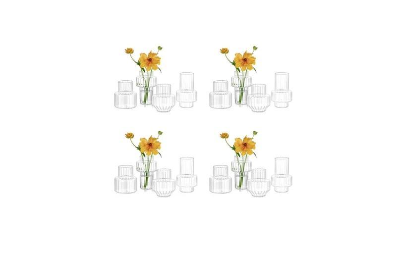 Hewory Ribbed Bud Vases for Centerpieces Set of 16 Small - MSRP $48