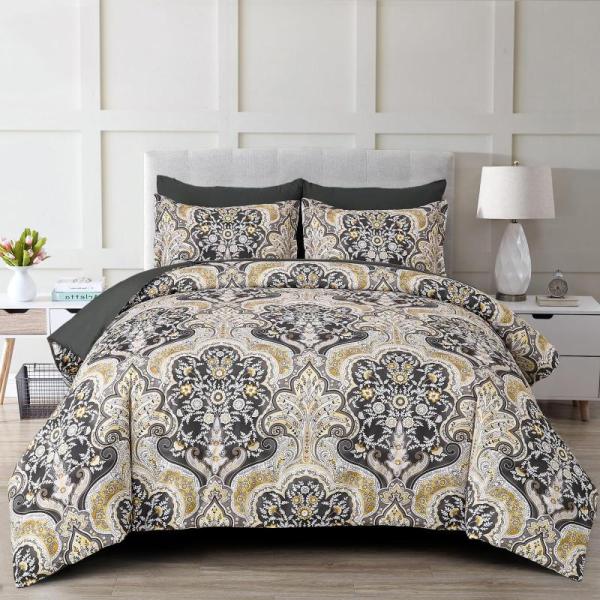 Drucon Boho Paisley Comforter Set King Size 7 Pieces Bed - MSRP $34
