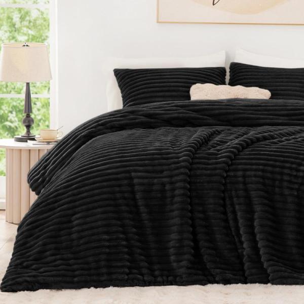 EXQ Home Fluffy Comforter Set King Size - Super Soft Faux - MSRP $50