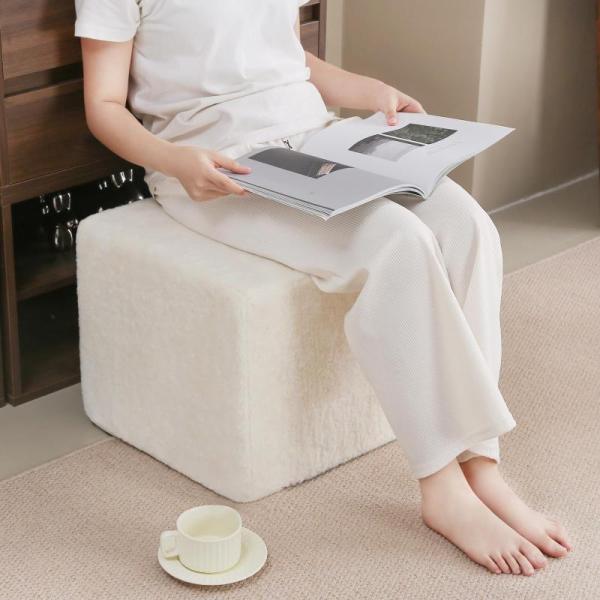 Tiita Square Stuffed Pouf Ottoman Plush Poufs with Foam - MSRP $29
