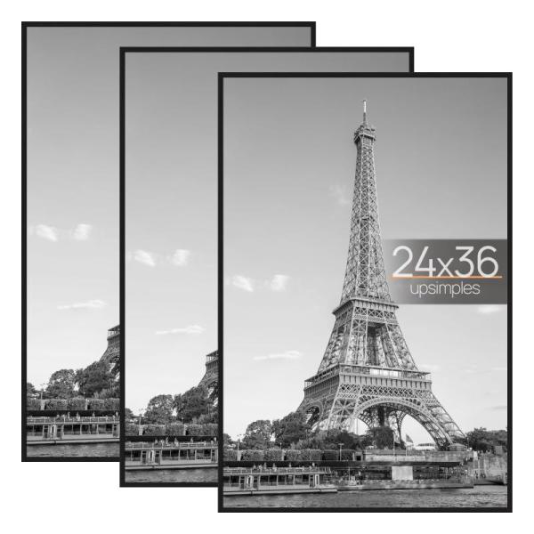 upsimples 24x36 Poster Frame Black 3 Pack Scratch-Proof - MSRP $39