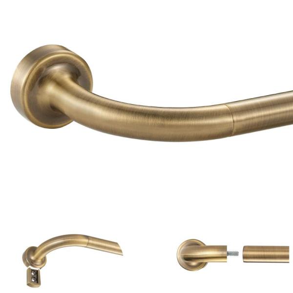 Lwiiom Antique Bronze Disc Wrap Around Design 84-144 Inches Window Curtain Rods - MSRP $33