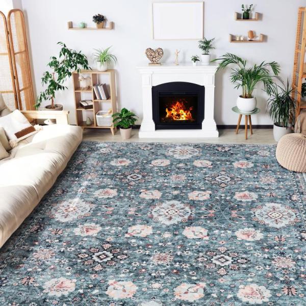 Mcadore 8ft x 10 ft Washable Boho Rug Non Slip Area Rug - MSRP $86