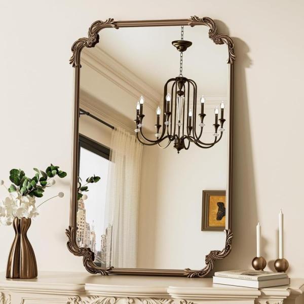 TETOTE 24" x 36" Gold Rectangle Mirror for Mantle Fireplace - MSRP $105