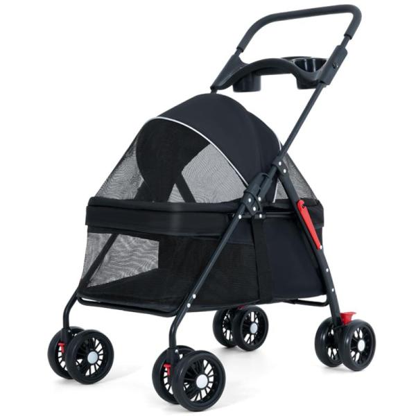 Tokenkuko Folding Pet Stroller 4-Wheel Dog/Cat Stroller with Storage - MSRP $51