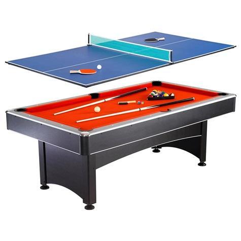 Hathaway Maverick 7-Foot Pool & Table Tennis Multi Game with Red Felt and Blue Table Tennis Surface - MSRP $749