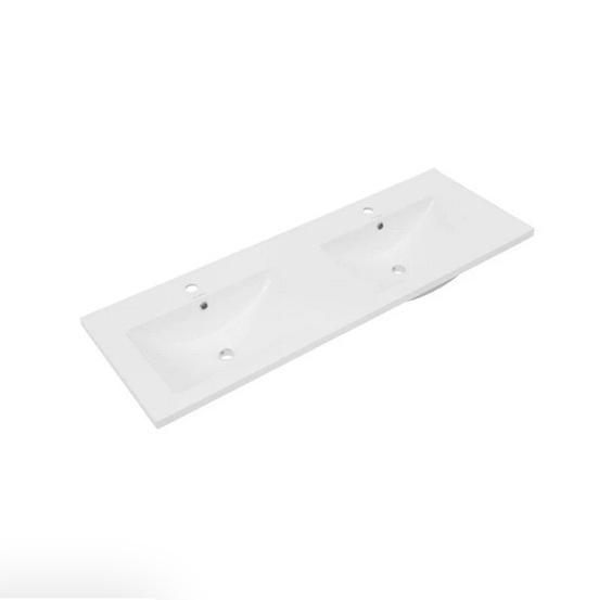 Swiss Madison 48" Ceramic Vanity Top with Double Basins, White - MSRP $261