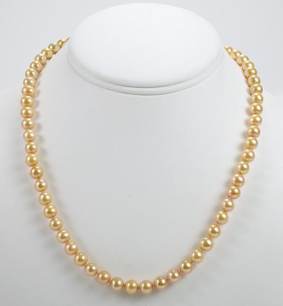 18" Golden (Gold) South Sea Pearl Necklace 10.70-9.50 MM 14K $24,000