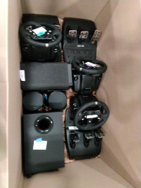 C Grade Video Games - Logitech G920 Racing Wheel, Ultimate Hyperboom & Logitech Gaming Speakers - MSRP $1,549