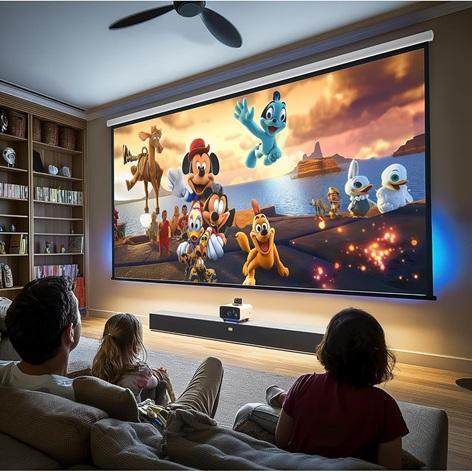 120" Motorized Projector Screen with Remote Control, Indoor/Outdoor, Wall/Ceiling Mounted, White - MSRP $229
