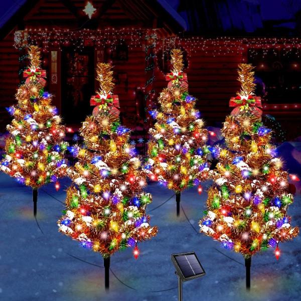 Lawn and Garden - 4 PCS Solar Christmas Tree, Tageekoo Spider Web Neon Sign - MSRP $11,316