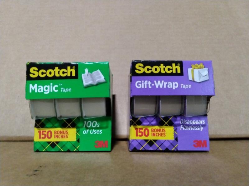 Home - Scotch Giftwrap Transparent Tape, Scotch Magic Tape with Refillable Dispenser - MSRP $5,764