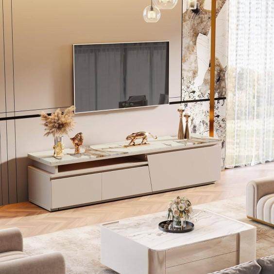 Furniture - Yuzhou TV Stand, Chippendale Bar Stool, Silver Orchid Andriot Cocktail Table - Est Retail $4,155