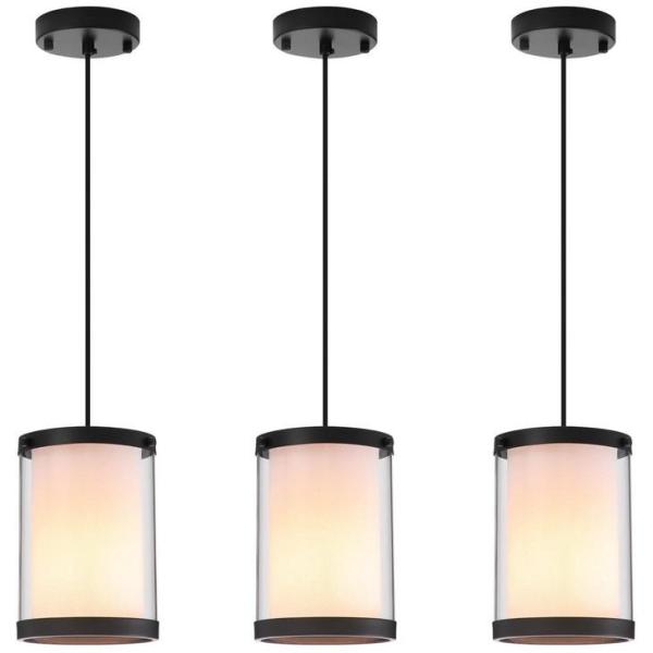 Home Improvement - Dijiahua Set of 3 Black 1-Light Pendant, MEELIGHTING 8" Crystal Pendant Chandelier - MSRP $4,795