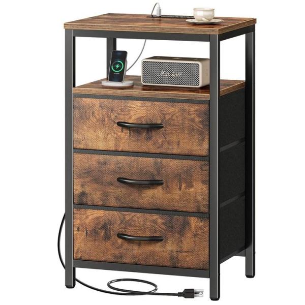 Furniture - Huuger 27.6" Nightstand w/ Charging Station, SUPERJARE 3-Tier Nightstand w/ Charging Station - MSRP $5,327