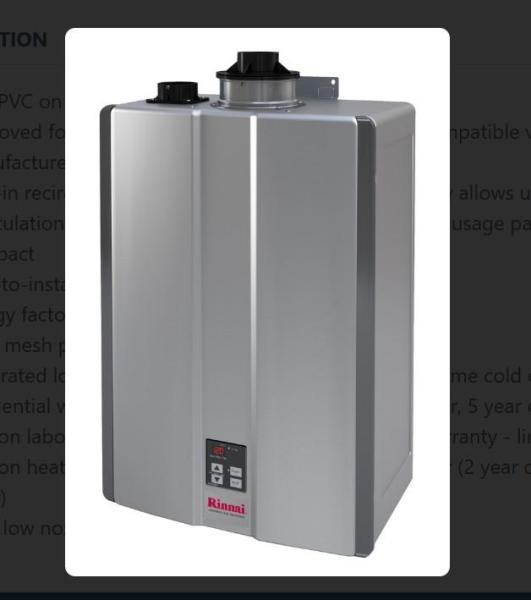 Rinnai Natural Gas Tankless Water Heaters - MSRP $4,348
