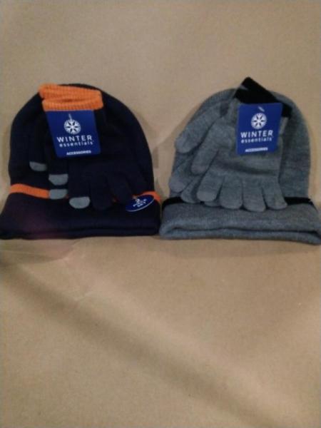 Seasonal - Winter Essentials 2-Piece Gray Hat and Gloves Set, Winter Essentials Kids 2-Piece Set - MSRP $6,543