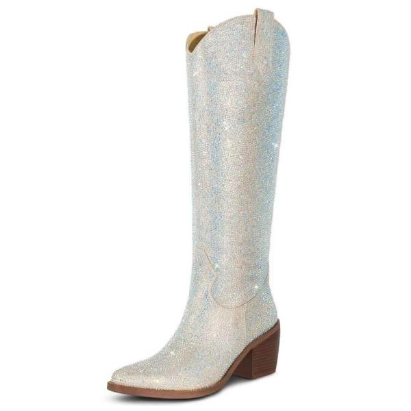 Amazon Clearance - Shoes - wetkiss Women's Knee High Rhinestone Cowboy Boots, Mofirdast Women's Round Toe High Heel Pumps - MSRP $11,120