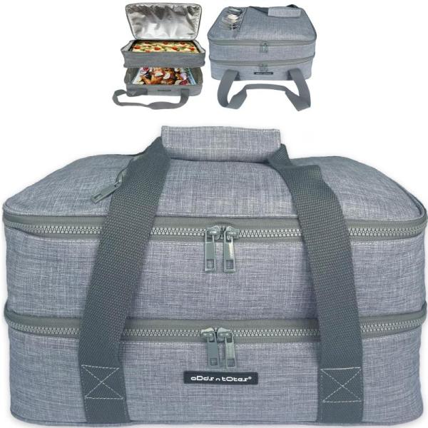 Kitchen - ODDS N TOTES Insulated Double Decker Food Carrier, Megeo Detachable Electric Food Warming Mat - MSRP $7,499