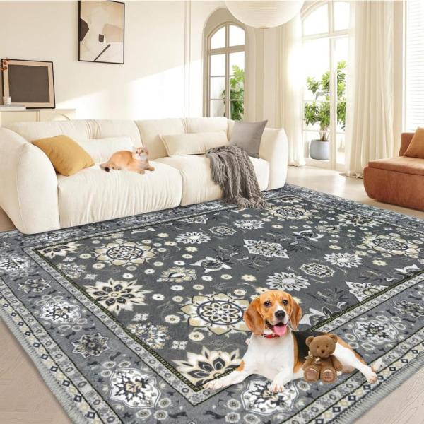 Furniture - Faiokaver Boho Area Rug, Notasa Bath Mats, Poofieotto Pouf Ottoman - MSRP $2,279