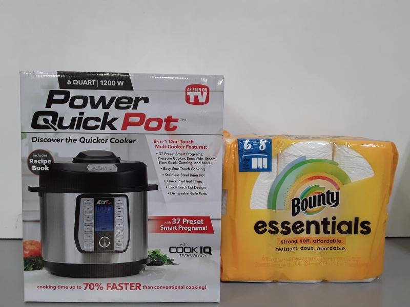 General Merch - Bounty Select-A-Size Paper Towels Big Rolls Big Rolls, Power Quick Pot Pressure Cooker - MSRP $1,404