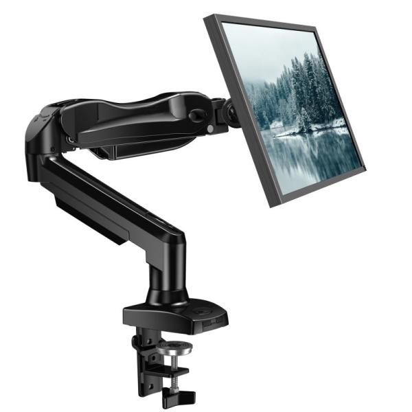 HUANUO 13" to 32" Gas Single Monitor Arm Vesa Mount with Clamp and Grommet Base - MSRP $34