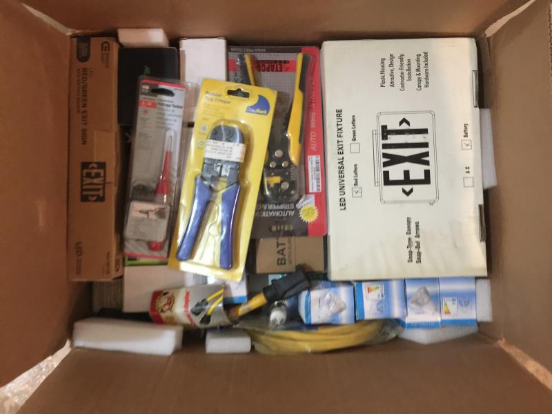 Lot of 62 Pieces of New Items Electric Supplies tools UPS etc.