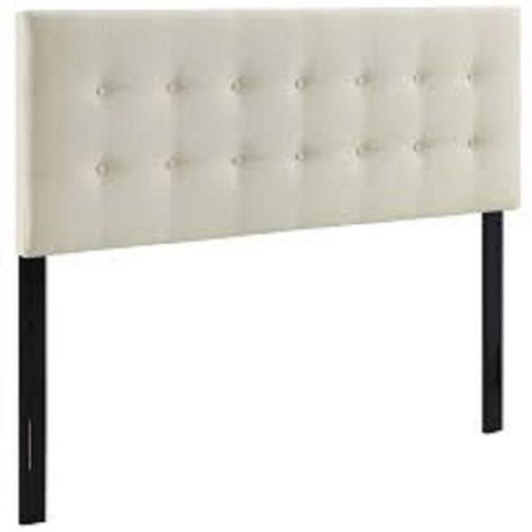 Modway Emily Tufted Button Linen Fabric Upholstered Queen Headboard in Ivory - MSRP $94