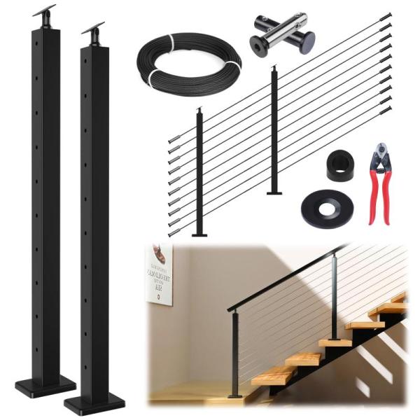 General Merch - Muzata One-Stop 36" Stair Cable Railing Post Kit, Muzata Cable Railing Post 36 Inch - MSRP $4,054