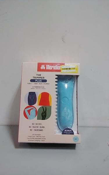 NEW - Meridian Trimmer Plus with Charging Dock, Pubic & Body Hair Trimmer, Sky - Est Retail $89