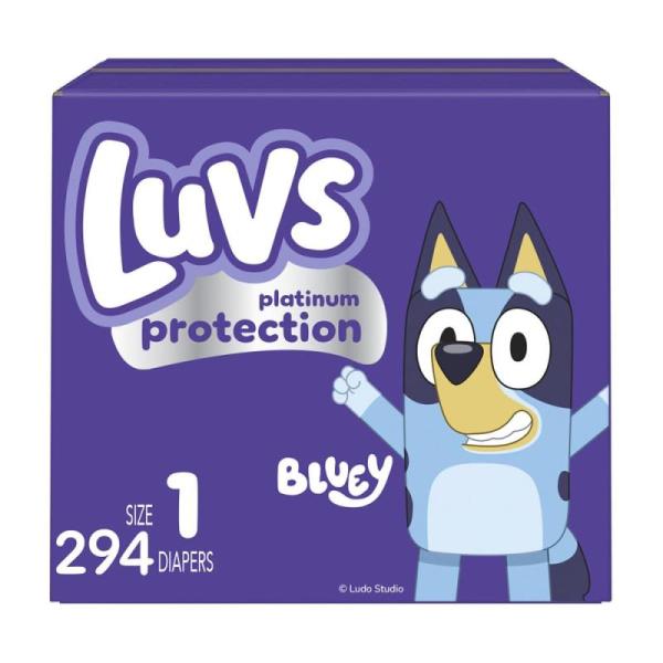 Luvs Bluey Baby Diapers, Platinum Protection, Day & Night Size1/294ct - MSRP $42