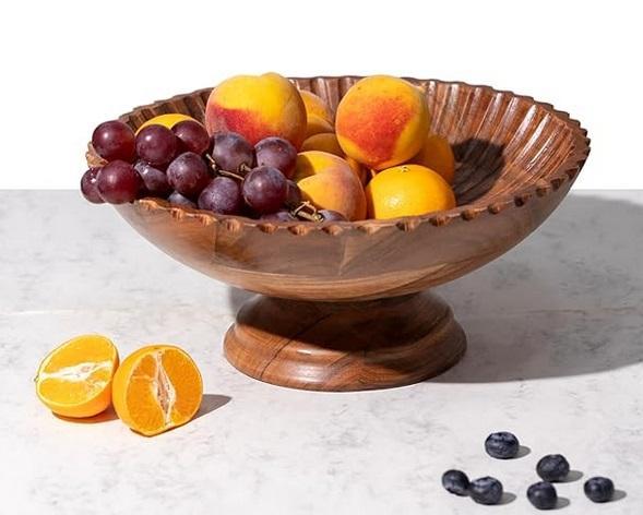 Kitchen - Acacia Wood Fruit Bowls, Glass Food Jars with Lids and Spoons, Stemless Wine Glasses - MSRP $4,642