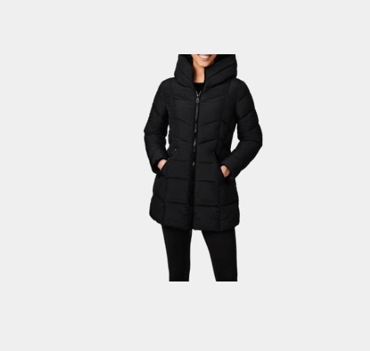 Apparel - Bernardo Mid-Length Puffer Jackets Gray & Black, Eberjey Winter Slouchy T-Shirt - Original MSRP $1,650
