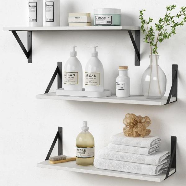 White Floating Shelves 24 inches Long Set of 3 24 x 8 Inch - MSRP $36