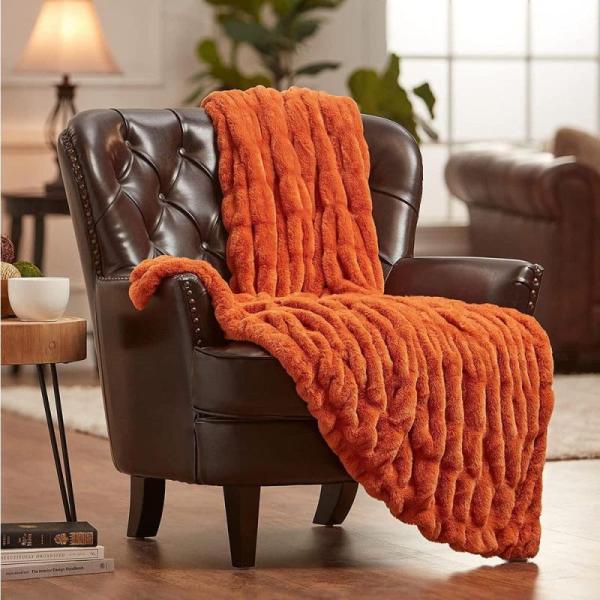Home - LANJIN Industrial Pipe Clothing Rack On Wall, Chanasya Premium Ruched Faux Fur Throw Blanket - MSRP $12,437