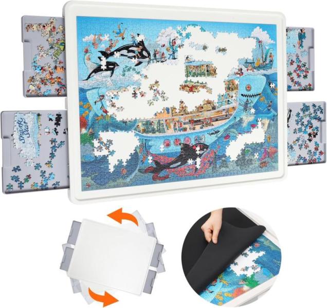 Playboda 1500pc Rotating Plastic Puzzle Board w/Drawers - MSRP $69