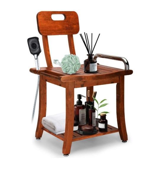 Drugstore - Teak Shower Bench w/Shelf Seat Chairs & AVUX 5 Drawer Magnetic Closure Gift Box - MSRP $2,816