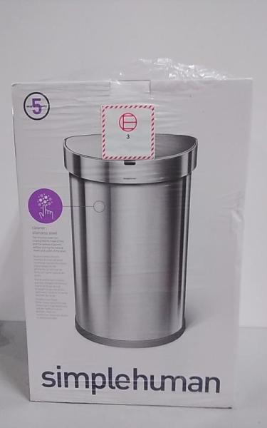 NEW - simplehuman 45L Semi-Round Liner Rim Motion Sensor Kitchen Trash Can Stainless Steel - Est Retail $149